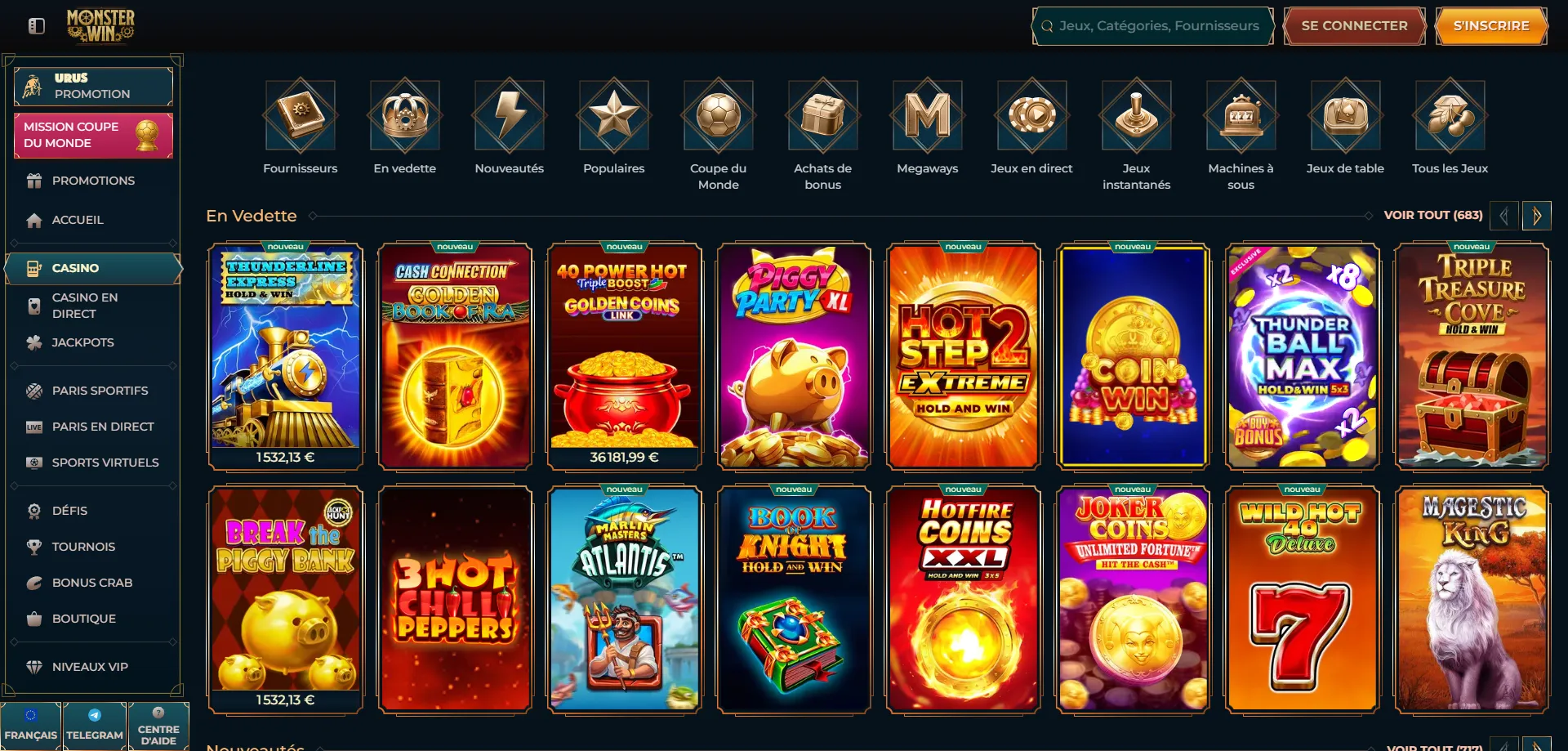 monsterwin-slots Slot machine online Monsterwin collezione giochi megaways jackpot